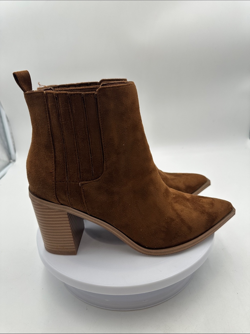 Classic Brown Suede Pointed Toe Ankle Booties